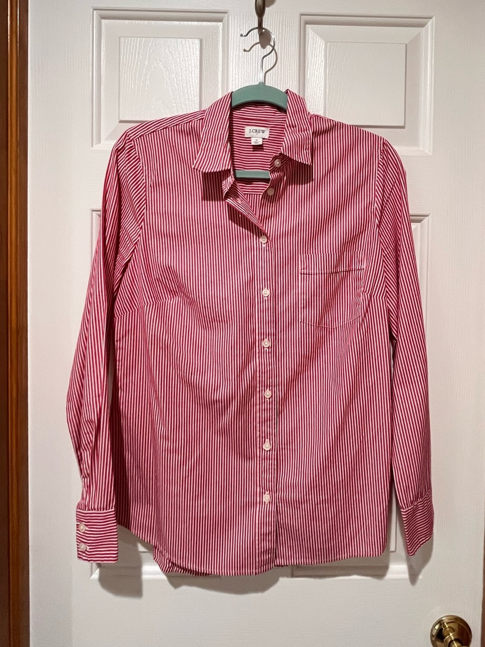 J.Crew Women’s Red Striped Button-Down Shirt Size Small